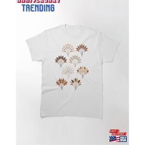 Art Deco Block Print Palms Earthy Browns Classic Tshirt Unisex